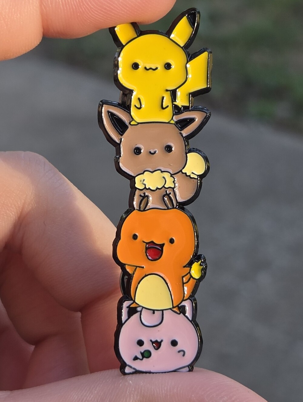 Pokemon Yellow Brown Orange Pink Stacked Cute Enamel Pin